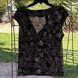 Elegant Black and White Floral Top